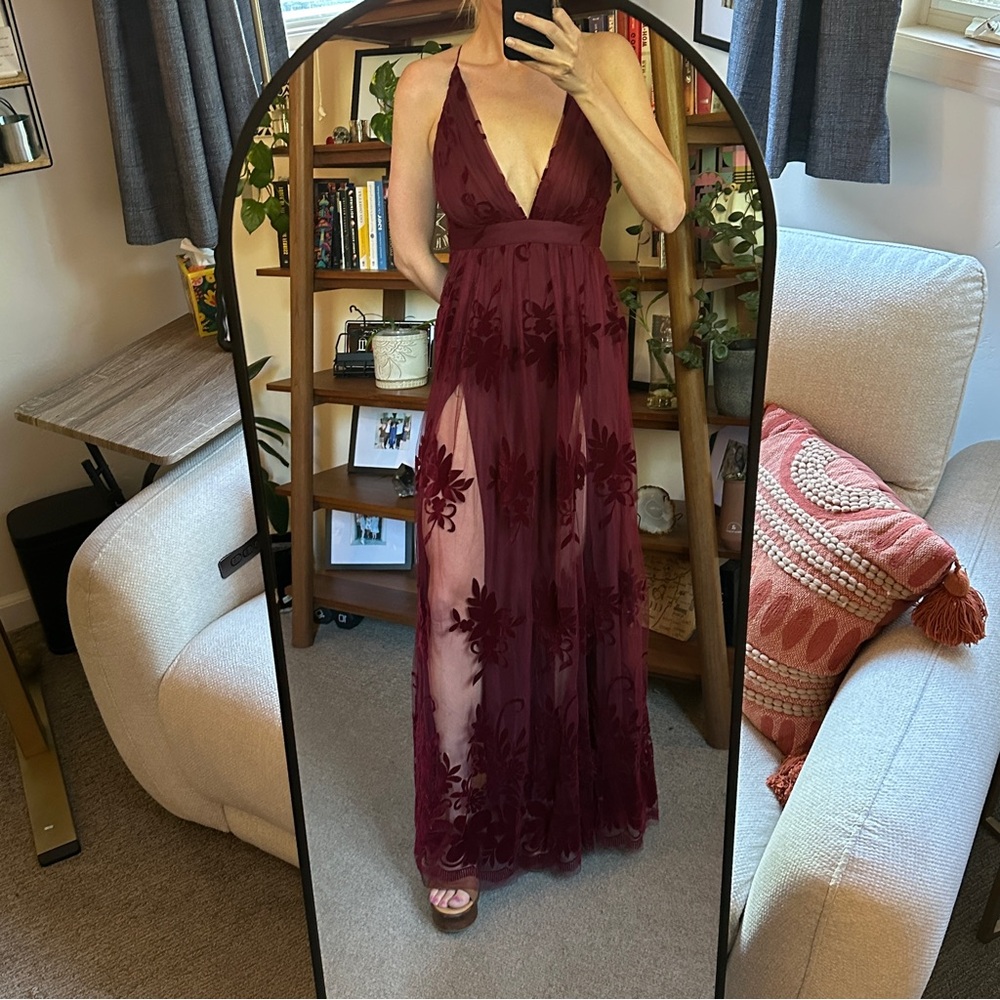 Windsor Red Tiered Plunge Gown
